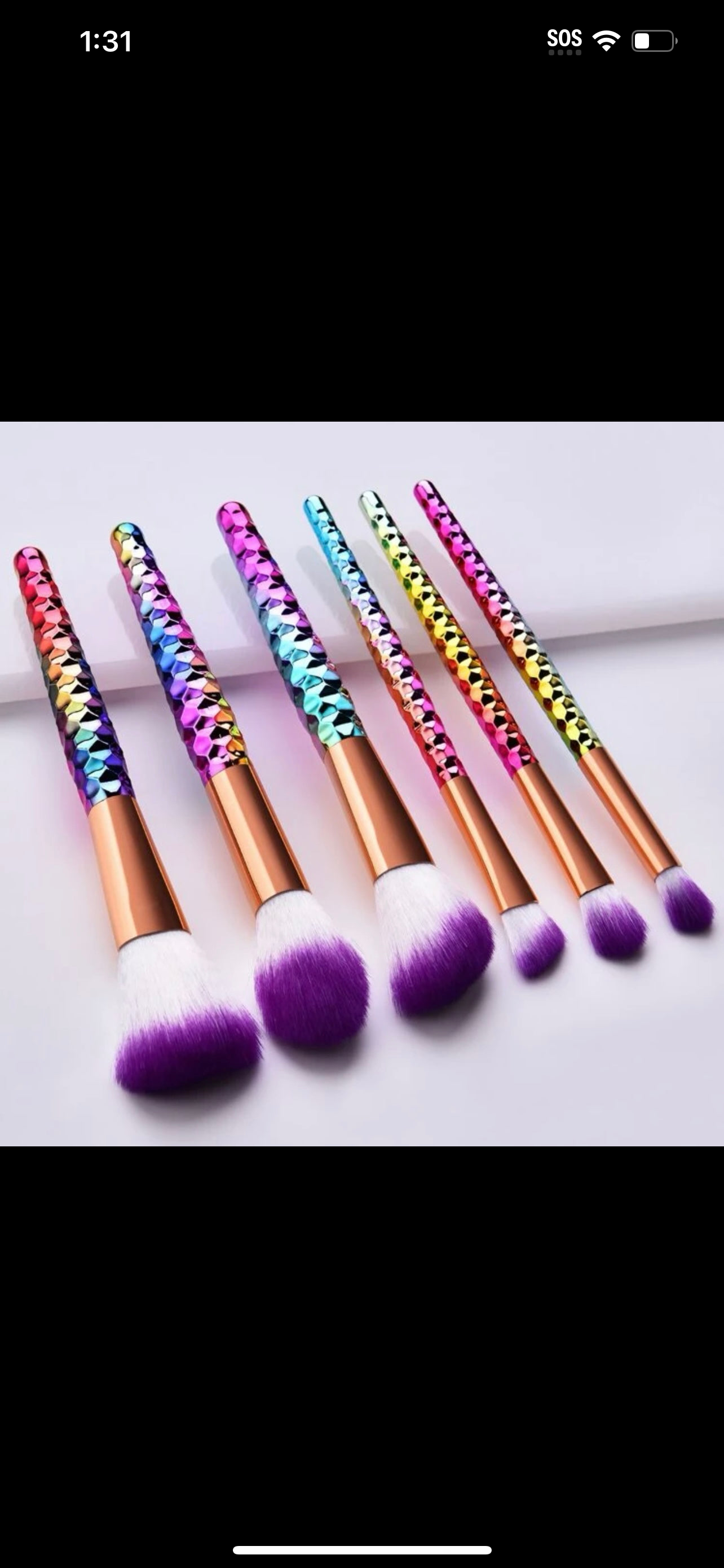 6 Piece Multi-Color Rainbow Professional Makeup Artist Brush Set For Professionals