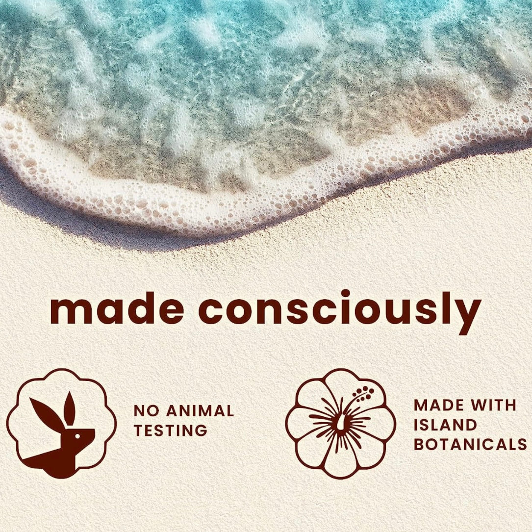 This photo shows the beach with the headline, "Made Consciously"