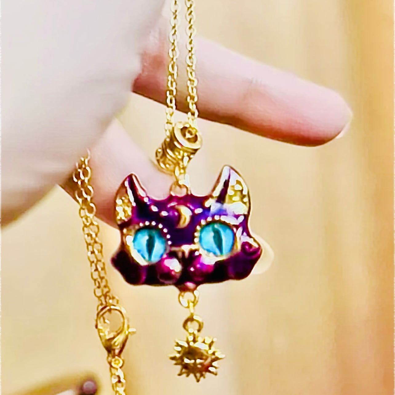 Handcrafted Ancient Blessed Egyptian Health, Wealth, Prosperity Cat Pendant Necklace From Eygpt Temple
