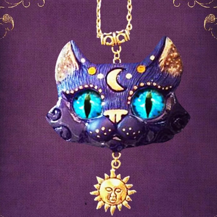 Handcrafted Ancient Blessed Egyptian Health, Wealth, Prosperity Cat Pendant Necklace From Eygpt Temple