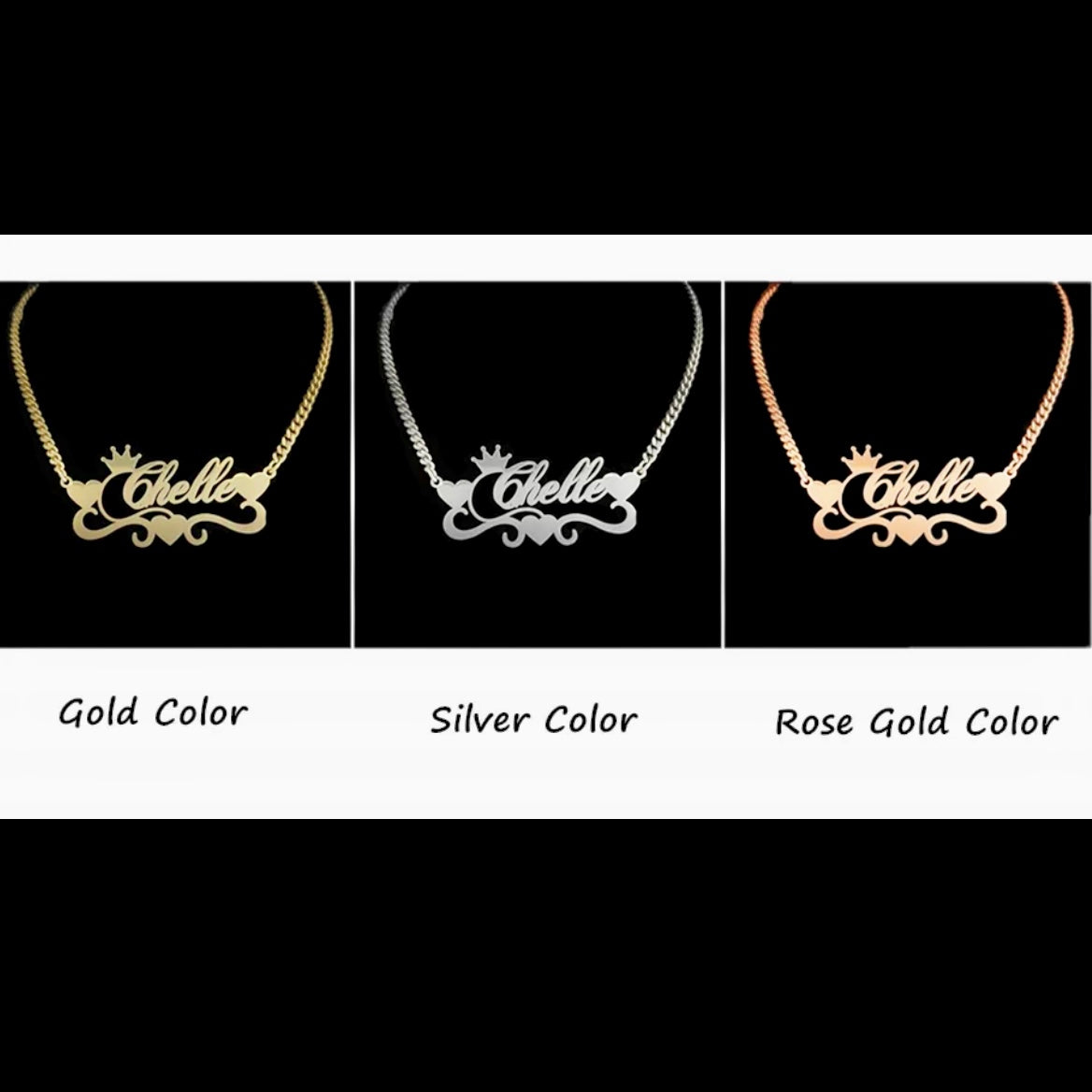 Custom 18k Gold Medical Grade Stainless Steel Name Plate w/Matching 18In. Cuban Link Chain