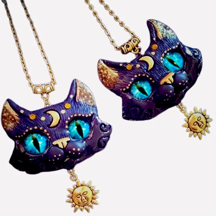 Handcrafted Ancient Blessed Egyptian Health, Wealth, Prosperity Cat Pendant Necklace From Eygpt Temple