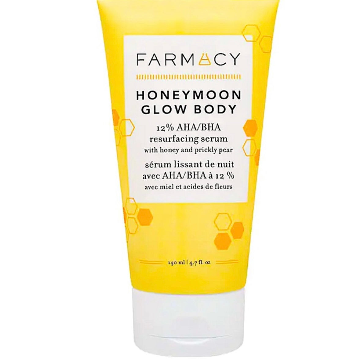 Suero rejuvenecedor Farmacy Honeymoon Glow Body AHA/BHA | Tamaño completo 4,7 onzas.