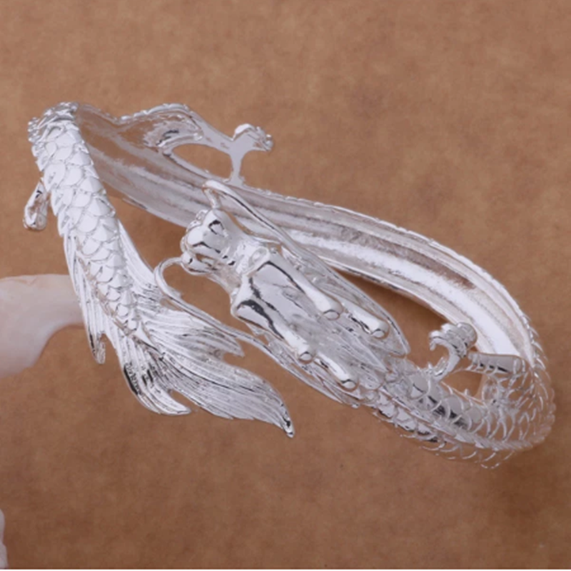 Brazalete de plata de ley, dragón plateado