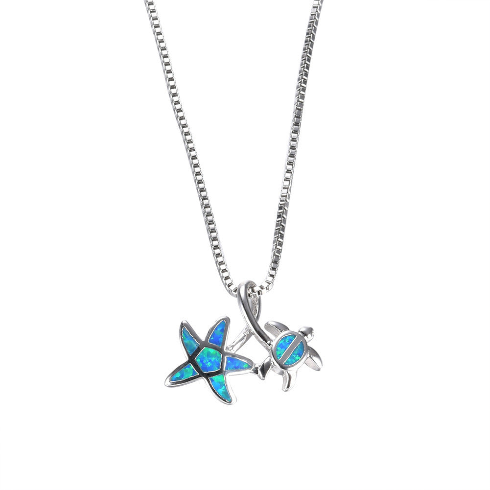 Colgante de plata esterlina de playa Opel con pequeña tortuga linda y exclusiva de moda