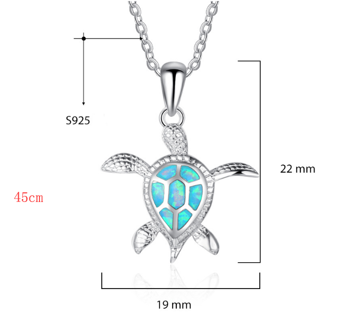 Colgante de plata esterlina de playa Opel con pequeña tortuga linda y exclusiva de moda