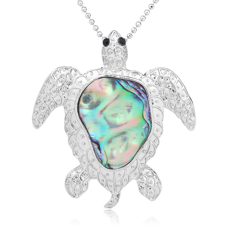 European And American Cross-Border Jewelry Origin Colorful Abalone Shell Turtle Pendant Necklace Jewelry