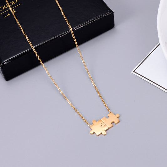 Lustige Puzzle-Halskette mit 18 Karat Vergoldung