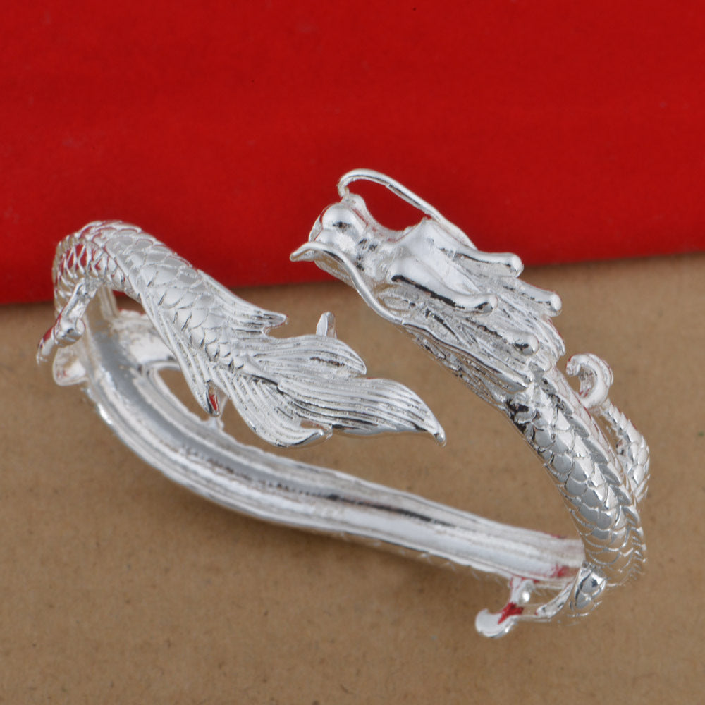 Brazalete de plata de ley, dragón plateado