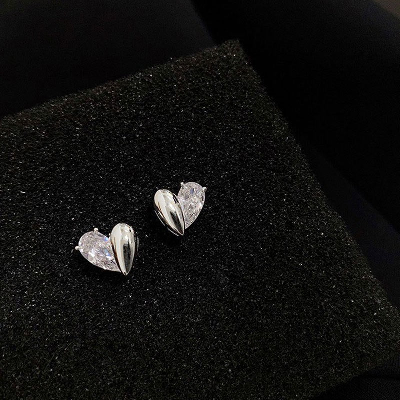 Sterling Silber Liebe Ohrringe Nischen Design Französisch asymmetrische Ohrringe