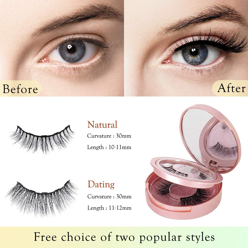 GlamaLash Kit de pestañas y delineador de ojos magnético 3D incluye (2 pares) pestañas de visón sintético