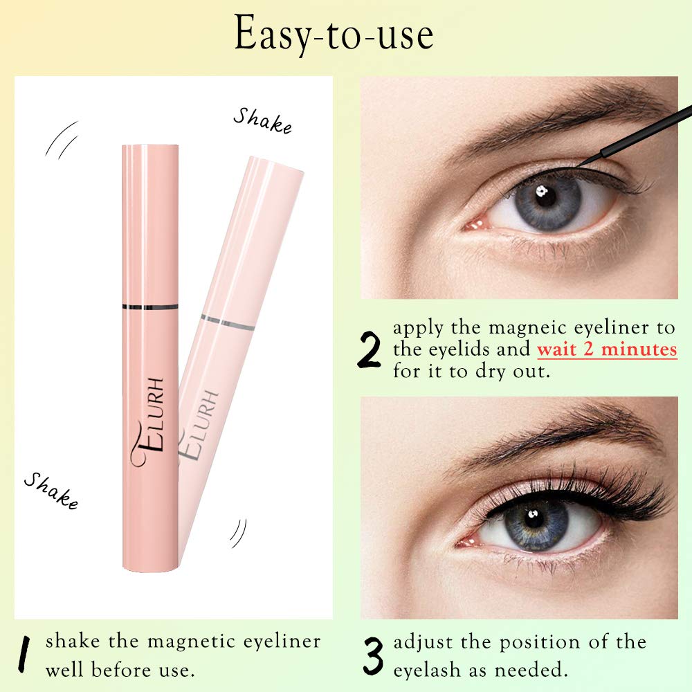 GlamaLash Kit de pestañas y delineador de ojos magnético 3D incluye (2 pares) pestañas de visón sintético