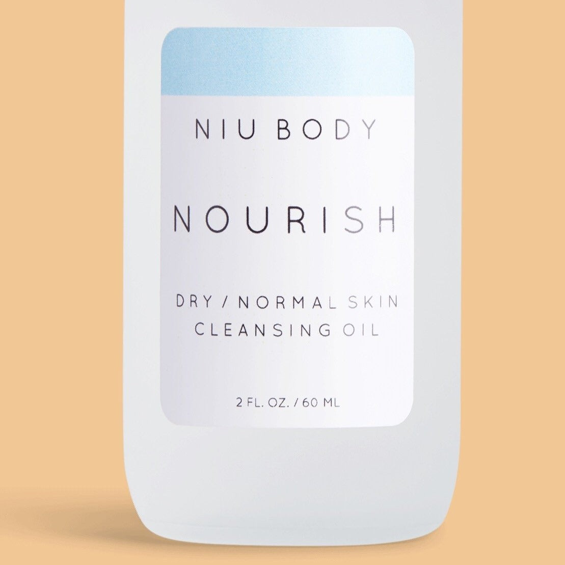 Nourish dry skin cleansing Oil By Niu Body. Vegan, All Natural Skin care For Mature Woman