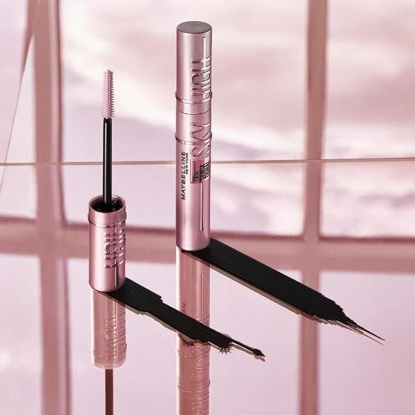 sky high lashes just got easier with Maybelline’s Lash Sensational Sky High Mascara. The long-lasting mascara delivers full volume and intense length with just a swipe to create high lash impact from every angle. With Maybelline’s exclusive Flex Tower brush to bend to the natural shape of the lashes from root to tip to deliver the blackest black color that won’t flake or smudge.