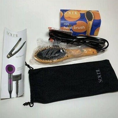 The Soleil Mini Heat Brush is perfect for on-the-go styling and touch-ups. It is as powerful and easy to use as our full-size hair tools, but compact enough to carry with you everywhere you go. The rapid heat time and heat-resistant bristles allow this cute, handy brush to quickly and easily glide through your hair. Safe for all hair types, welcome to your new favorite hair tool! Don't get caught without one especially during the biggest BFCM sale of the year.