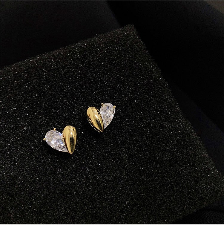 Sterling Silber Liebe Ohrringe Nischen Design Französisch asymmetrische Ohrringe
