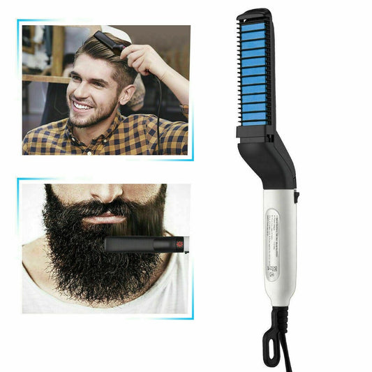 Hybrid Multifunctional Beard Straightener / Hair Comb combines heating barrels and comb teeth for hair smoothing, straightening, curling and creating beautiful volume while meeting all your personal needs no matter how different or difficult your Mane is, you now can create professional styles within minutes without the long appointment times and the heavy price tag to match - This Electric Hybrid Multifunctional Beard & Hair Straightening/curling Magic Wand Has Your Back!