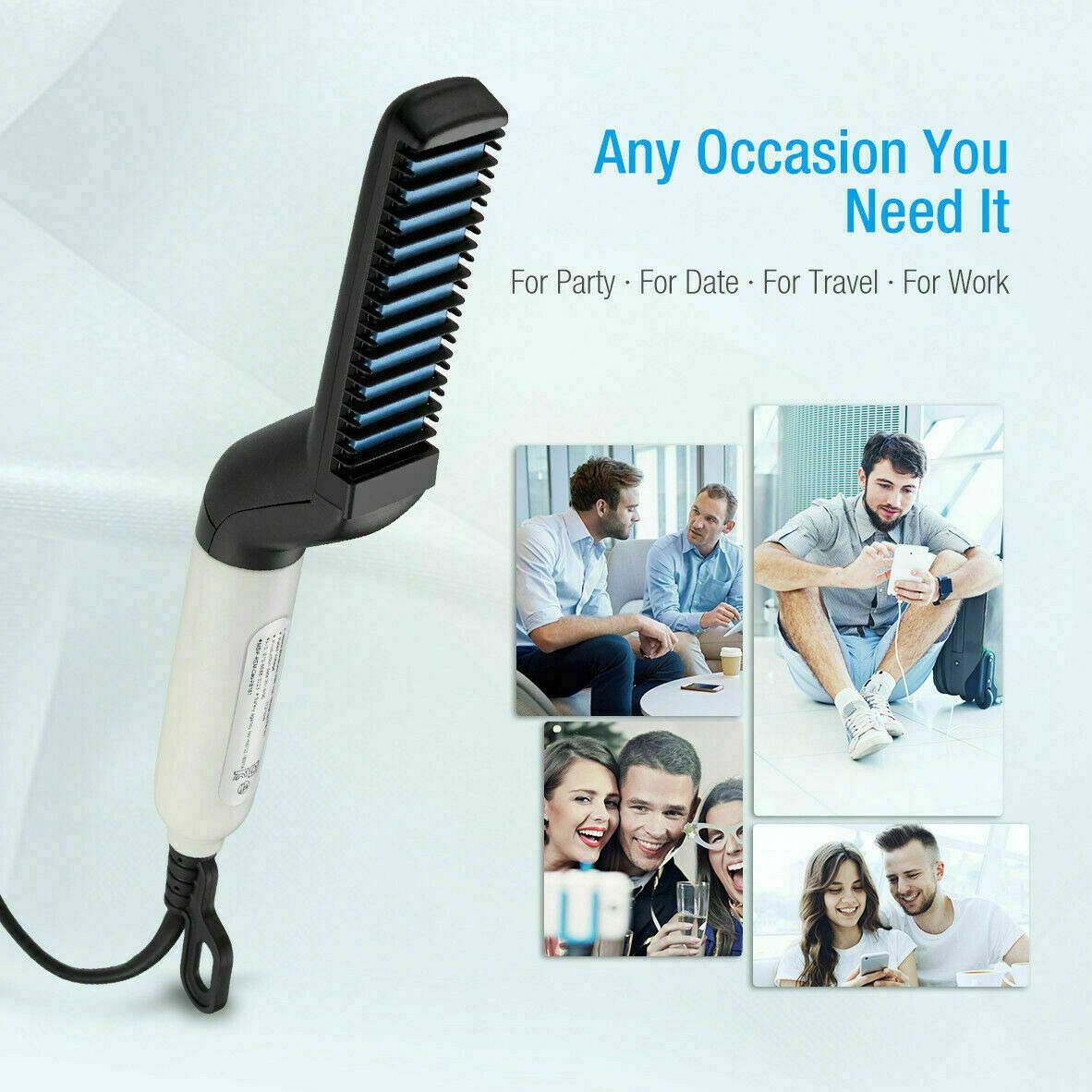 Hybrid Multifunctional Beard Straightener / Hair Comb combines heating barrels and comb teeth for hair smoothing, straightening, curling and creating beautiful volume while meeting all your personal needs no matter how different or difficult your Mane is, you now can create professional styles within minutes without the long appointment times and the heavy price tag to match - This Electric Hybrid Multifunctional Beard & Hair Straightening/curling Magic Wand Has Your Back!