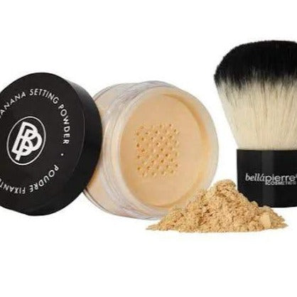 Bellapierre Cosmetics Polvo fijador de plátano con brocha Kabuki
