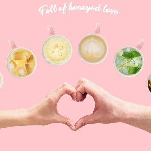 16oz inseparable love pink & black ceramic coffee cup with ceramic lid & gold spoon in a matching pink & black gift box with silk enclosure