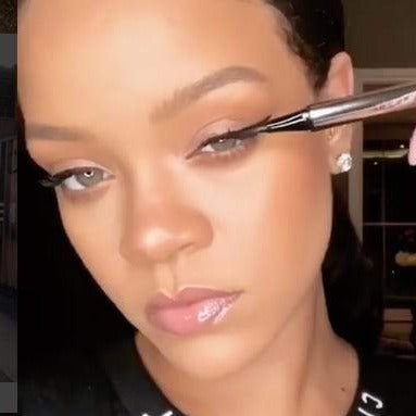 Fenty fly liner liquid eyeliner in the color "cuz I'm black" satin black color, A hyper-saturated, water-resistant liquid eyeliner with an innovative flex tip and easy-grip triangle shape for effortless no-limit lining that lasts.