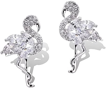 luxury Flamingo Bird Shaped 925 Silver AAAA Quality Handcrafted Cubic Zirconia & Chrystal Stud Hypoallergenic Earrings for Women, Kids or any fashionably ready being who absolutely loves the best in Luxury Jewelry. These Beautiful and Cute Earrings make a great addition with any attire from Shorts and Flip Flops to an elegant dress and heels, these earrings are just right and perfect for anytime of day, night or event.