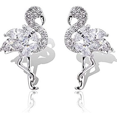 luxury Flamingo Bird Shaped 925 Silver AAAA Quality Handcrafted Cubic Zirconia & Chrystal Stud Hypoallergenic Earrings for Women, Kids or any fashionably ready being who absolutely loves the best in Luxury Jewelry. These Beautiful and Cute Earrings make a great addition with any attire from Shorts and Flip Flops to an elegant dress and heels, these earrings are just right and perfect for anytime of day, night or event.