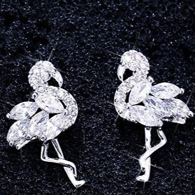 luxury Flamingo Bird Shaped 925 Silver AAAA Quality Handcrafted Cubic Zirconia & Chrystal Stud Hypoallergenic Earrings for Women, Kids or any fashionably ready being who absolutely loves the best in Luxury Jewelry. These Beautiful and Cute Earrings make a great addition with any attire from Shorts and Flip Flops to an elegant dress and heels, these earrings are just right and perfect for anytime of day, night or event.