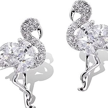 luxury Flamingo Bird Shaped 925 Silver AAAA Quality Handcrafted Cubic Zirconia & Chrystal Stud Hypoallergenic Earrings for Women, Kids or any fashionably ready being who absolutely loves the best in Luxury Jewelry. These Beautiful and Cute Earrings make a great addition with any attire from Shorts and Flip Flops to an elegant dress and heels, these earrings are just right and perfect for anytime of day, night or event.