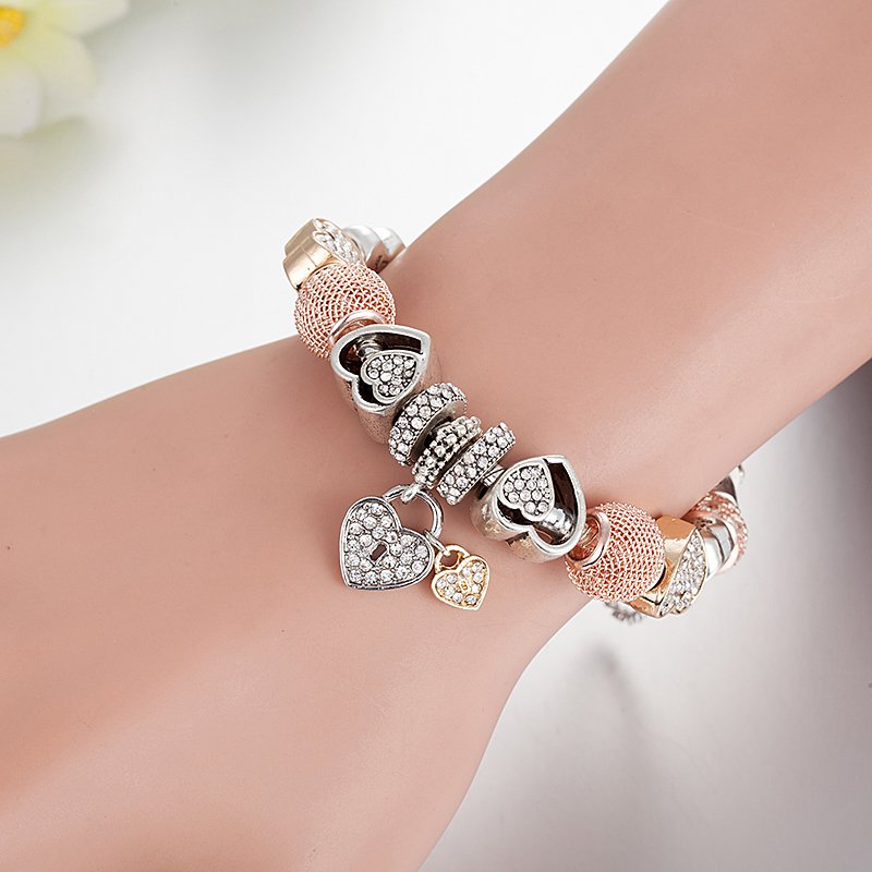 Pandora inspired european love amour charm bracelet