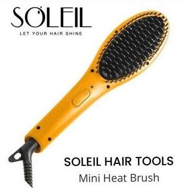 The Soleil Mini Heat Brush is perfect for on-the-go styling and touch-ups. It is as powerful and easy to use as our full-size hair tools, but compact enough to carry with you everywhere you go. The rapid heat time and heat-resistant bristles allow this cute, handy brush to quickly and easily glide through your hair. Safe for all hair types, welcome to your new favorite hair tool! Don't get caught without one especially during the biggest BFCM sale of the year. 