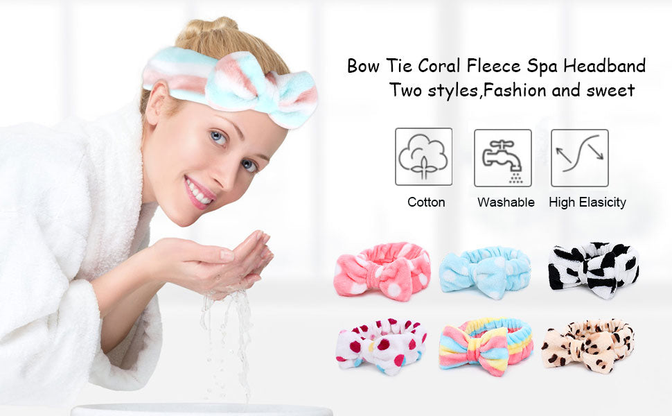 Spa Fluffy Fleece Elastic Multi Color Skin Care HeadBand