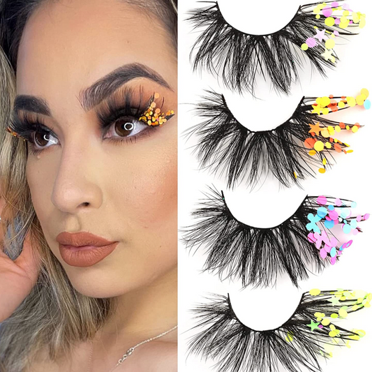 4 piece 22mm faux mink vegan glitter eyelashes