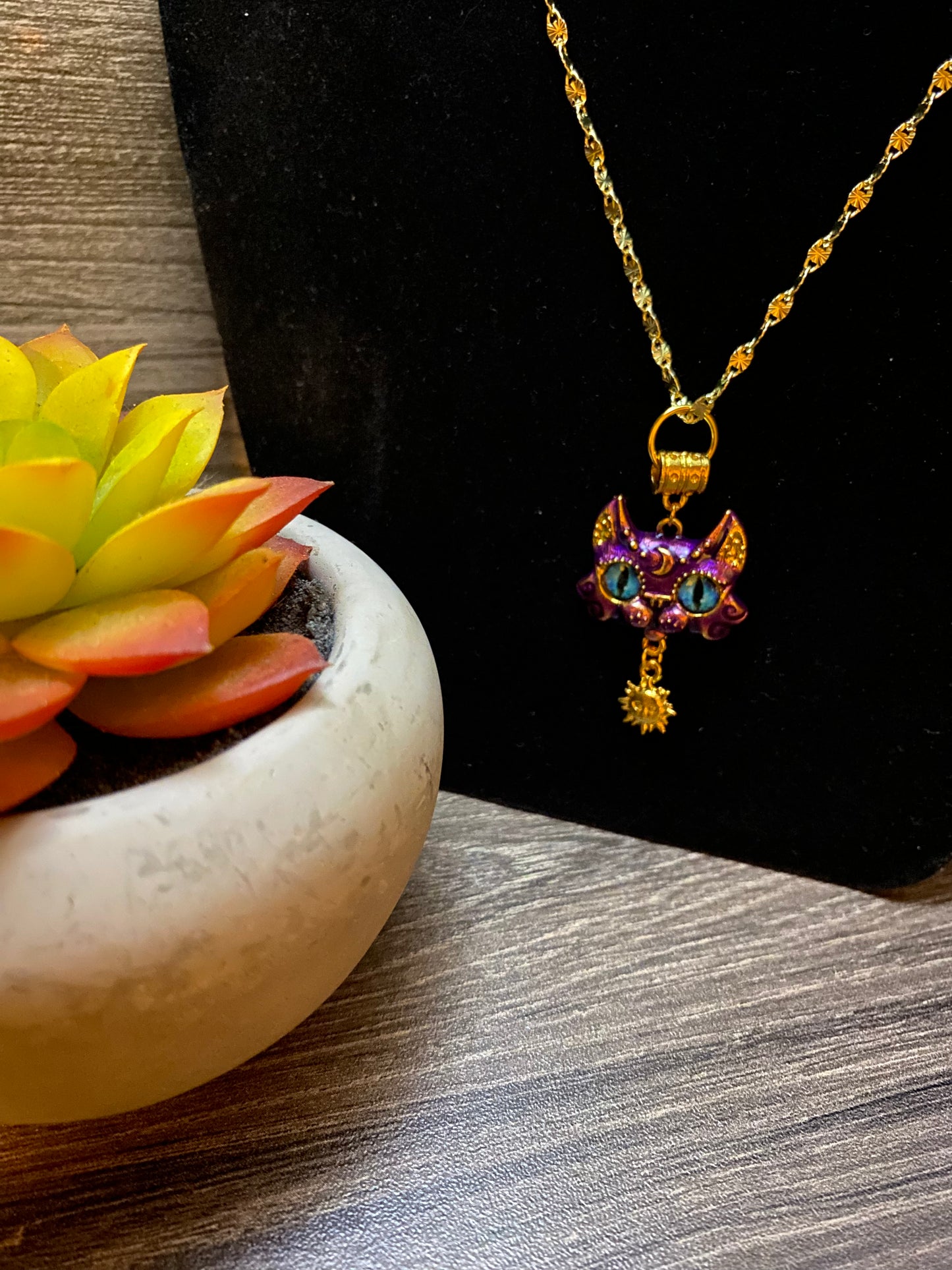Collar colgante de gato bendito egipcio espiritual para protección, buena fortuna, buena salud y prosperidad, encanto brujo, naturalista, diosa del sol