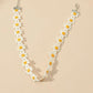 Handcrafted Adjustable White and Yellow Springtime Floral Themed Flower Choker Necklace w/5 Inch Silver Extender