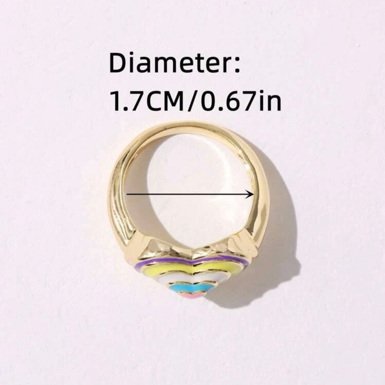 Ladies 14k Gold Silver Multi-Pastel Colored Heart Shaped Sweetheart Ring Size 7