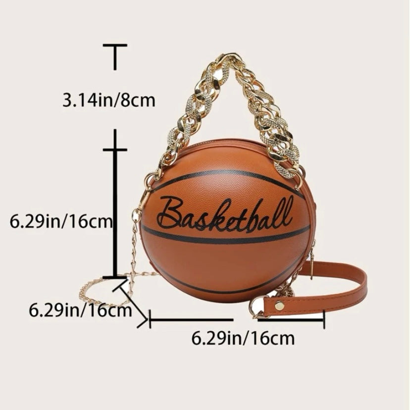 Most Wanted Holiday Cross Body Leather Basketball Bag W/ CZ Gold Chain Or Other Style, Several Colors Available