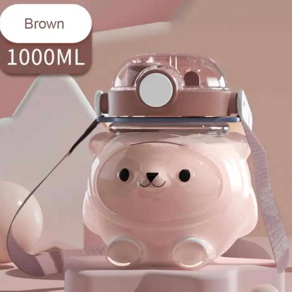 Vaso de viaje Kawaii súper lindo de 1000 ml, botella de agua, taza para niños, taza de jugo, taza de utensilios de cocina, regalo práctico para niños y adultos