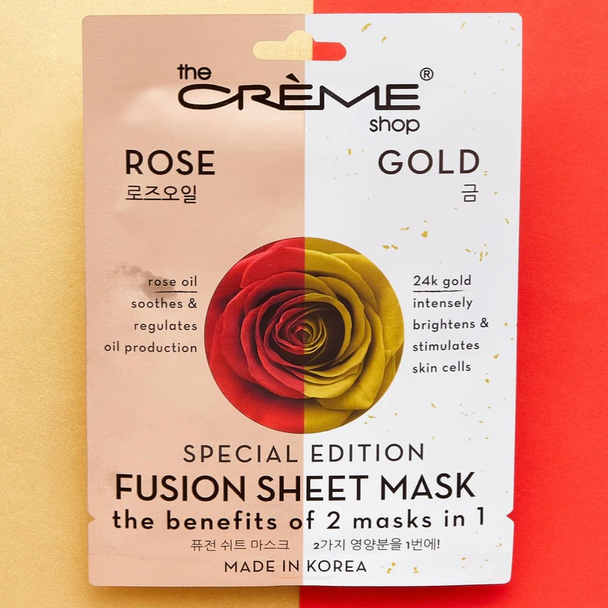Mascarilla en hoja Fusion rosa y oro