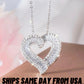 Flawless 14k White Gold Silver Princess Cut Chrystal Sapphire Heart Shaped Pendant 20 In. Necklace, Jewelry Gift For Her, Bridal, Easter
