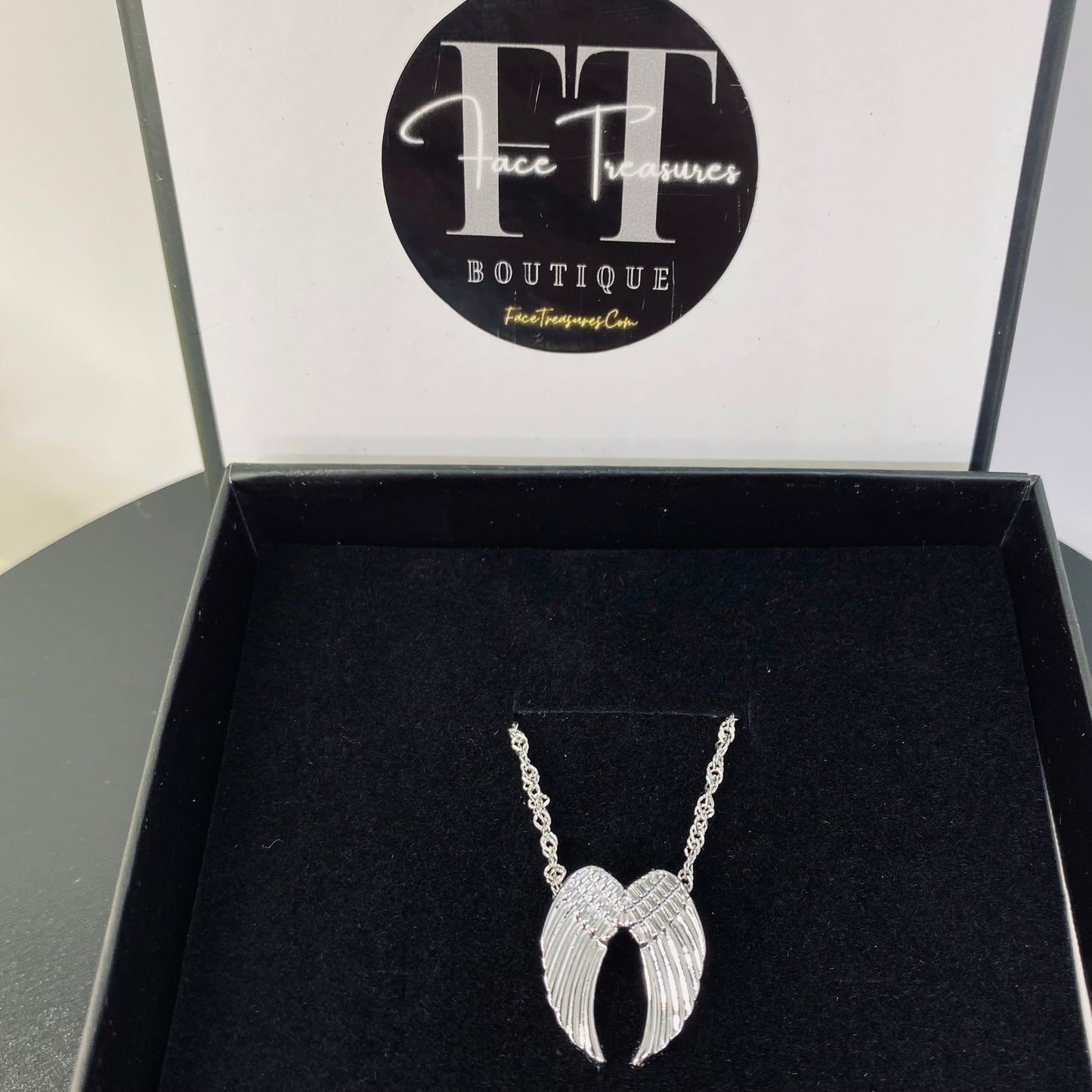Diamond Cut Sterling Silver Guardian Angel Wings Pendant & 20In. Matching Necklace