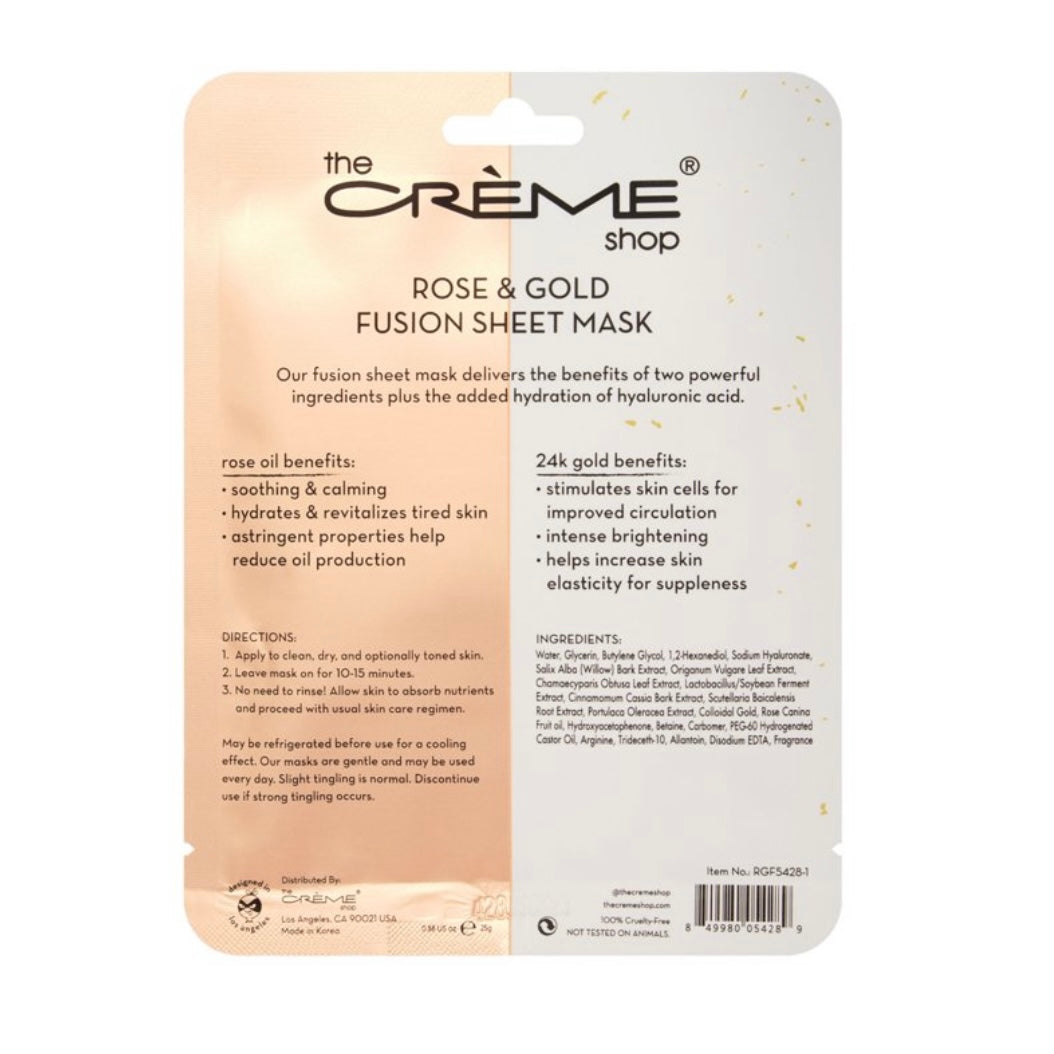 Mascarilla en hoja Fusion rosa y oro