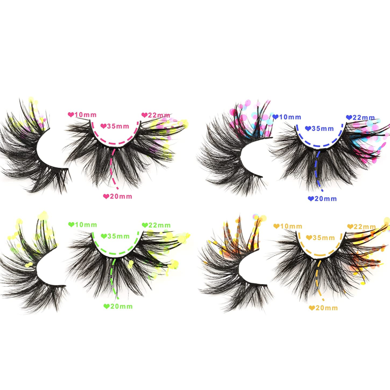 4 piece 22mm faux mink vegan glitter eyelashes