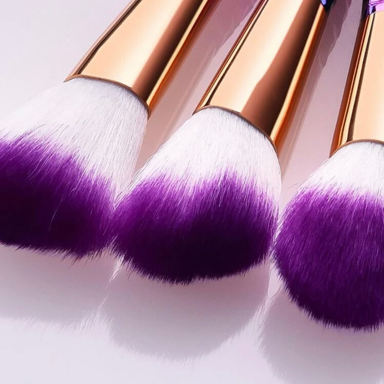 6 piece multi colored rainbow design on each brush, 6 piece professional makeup brushes