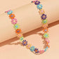 Multi-Colored Pastel Handcrafted Adjustable Floral Themed Flower Choker Necklace