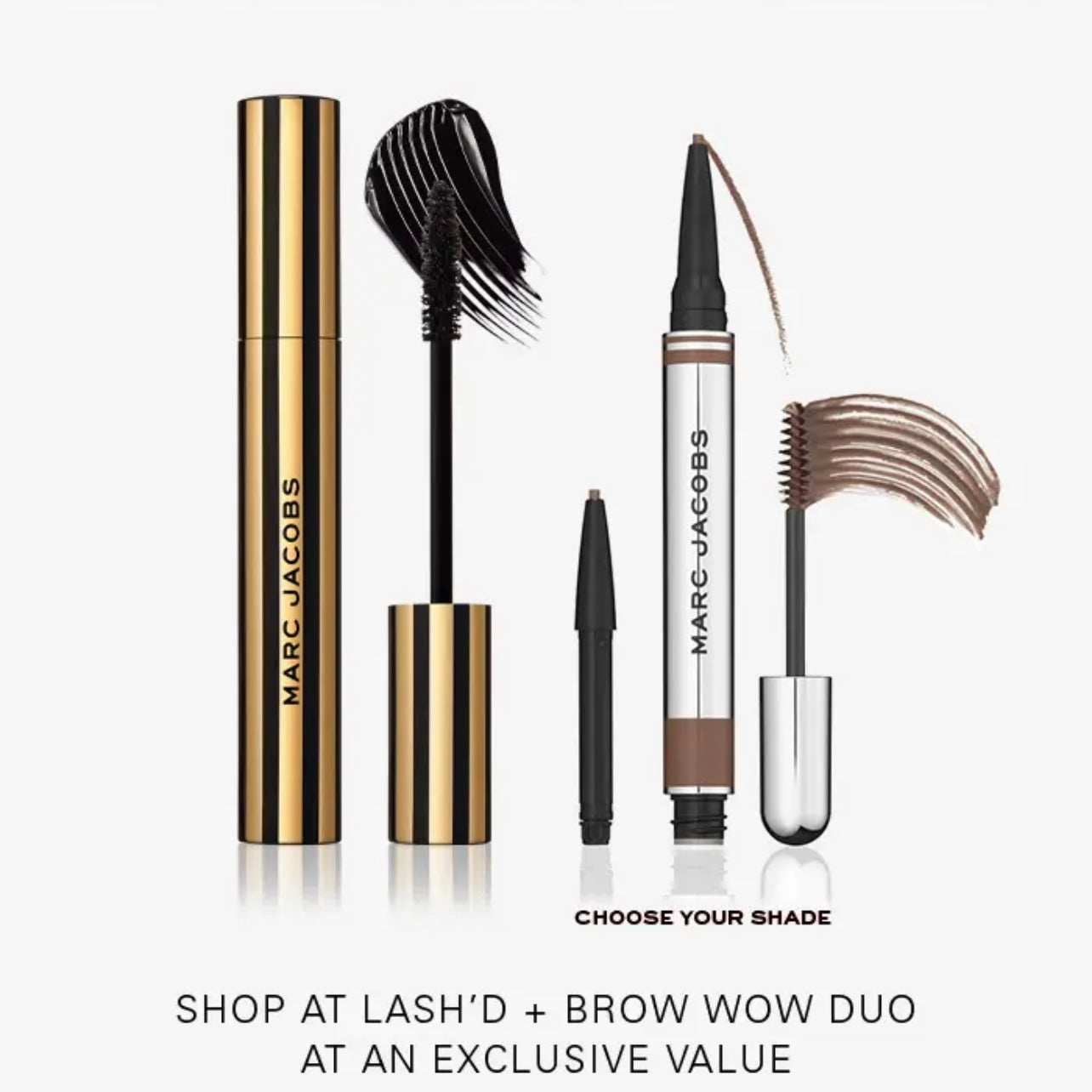 Marc Jacob’s Brow Wow Duo Full size .07oz In Dark Brown