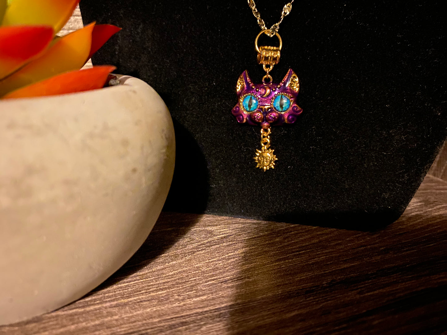 Collar colgante de gato bendito egipcio espiritual para protección, buena fortuna, buena salud y prosperidad, encanto brujo, naturalista, diosa del sol