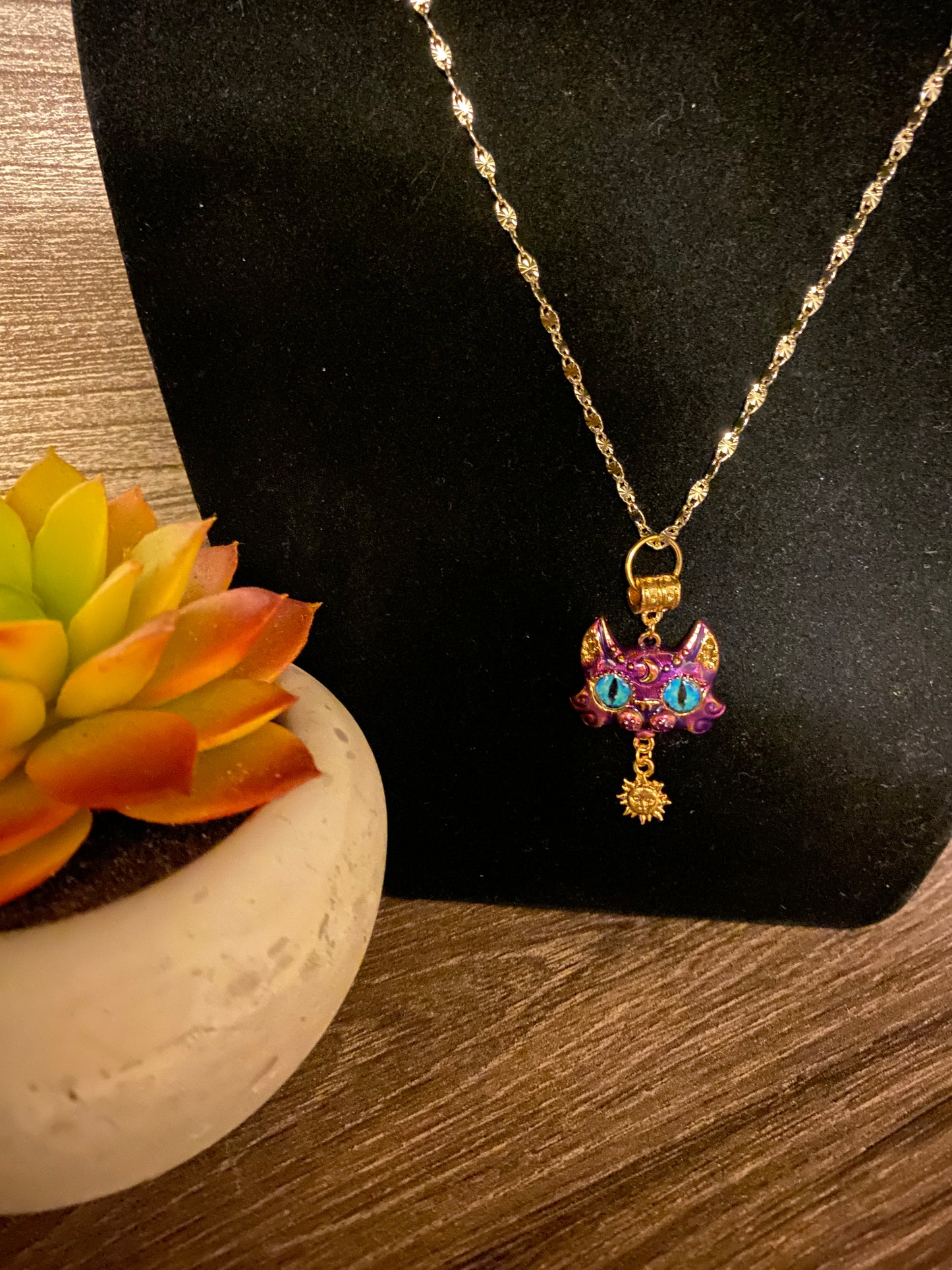 Collar colgante de gato bendito egipcio espiritual para protección, buena fortuna, buena salud y prosperidad, encanto brujo, naturalista, diosa del sol