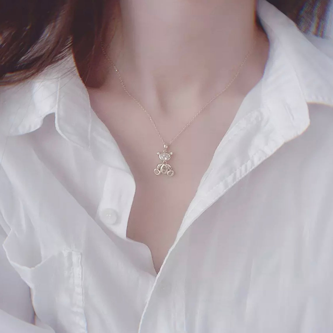 Collar con colgante de osito de peluche de cristal súper brillante de oro de 14 quilates para su despedida de soltera, babyshower, cumpleaños, día de San Valentín o regalo de Año Nuevo