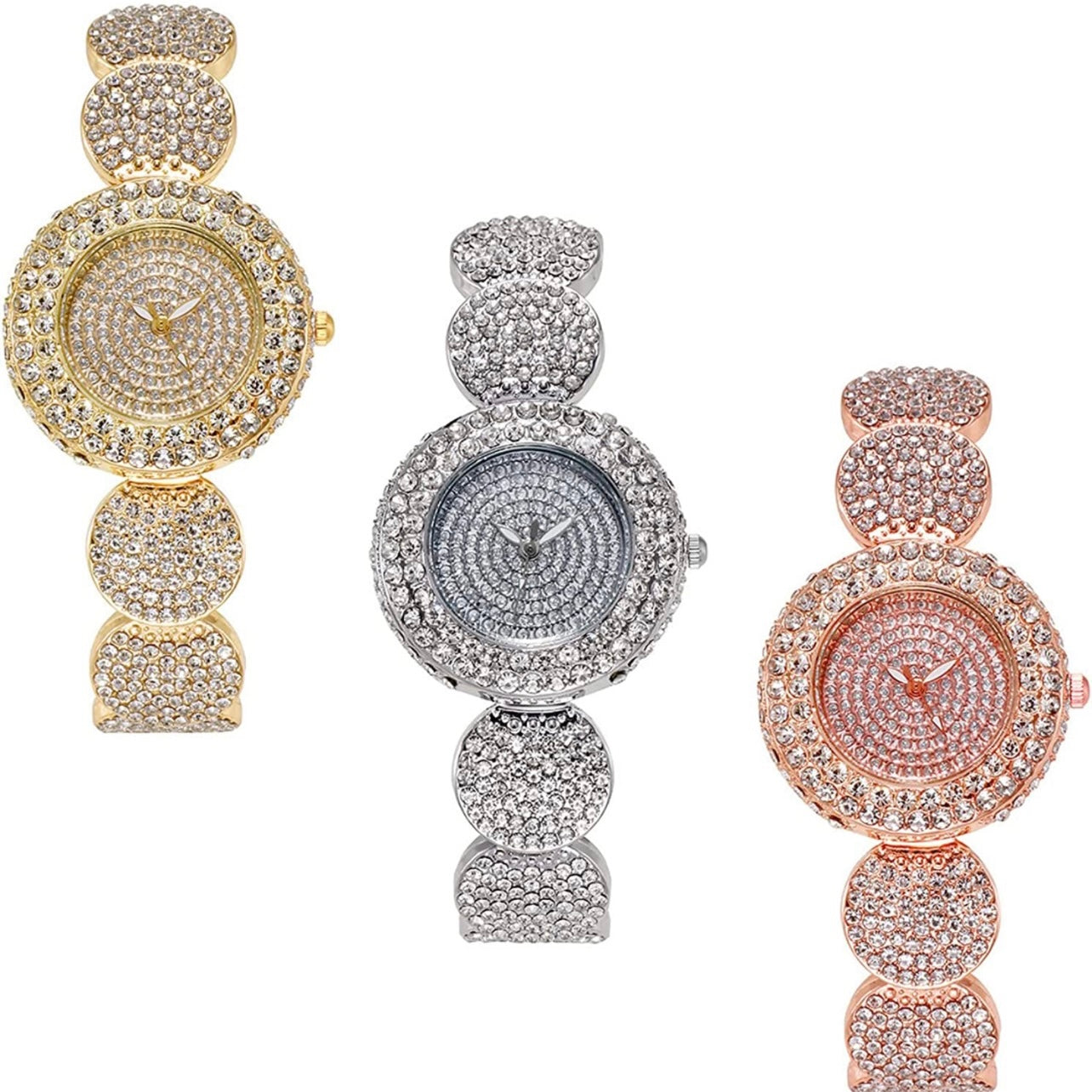 Exquisite Damenuhr aus Halbedelsteinen und Zirkonia in Gold, Silber oder Roségold